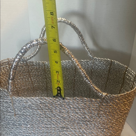 Pier 1 Silver Woven Metal Art Large Tote Bag NWOT - Picture 9 of 13